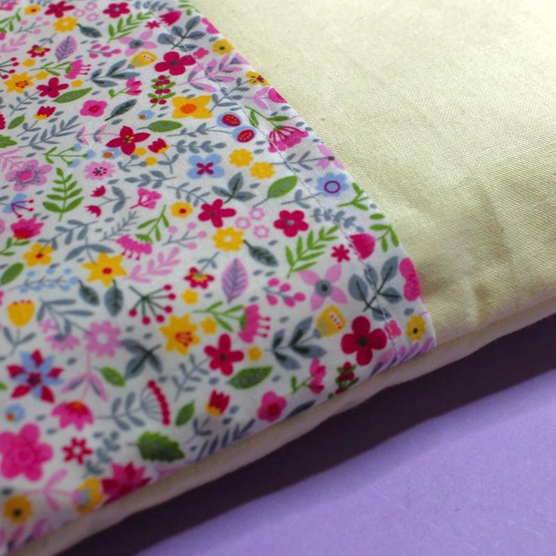 Spring Floral Book Sleeve with Yellow Contrast Fabric, Fully Lined and Padded for Protection. Pretty Wildflower Patterned Fabric on the Pocket for Storing Notebooks, Pens, etc. A Perfect Gift for any Book Lover. Kindle/Small Tablet Cover 3