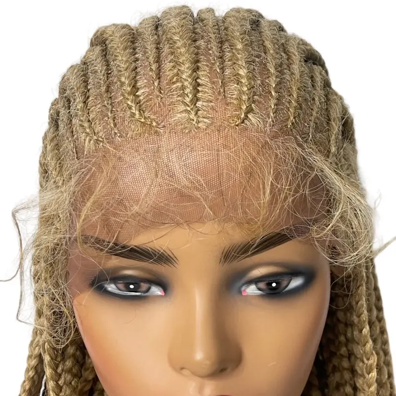 Blonde Braids Lace Long Box Braids Hairstyles With Baby Hair, Hair For Women 0