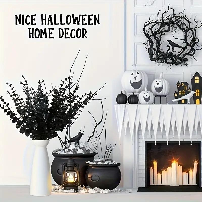 10 pc Black/White/Mix Eucalyptus Stems for Home Decor - Plants, Perfect for Festive Decorations - Ornaments, Set Ornaments Set Kitchen Spooky wax  melts 4
