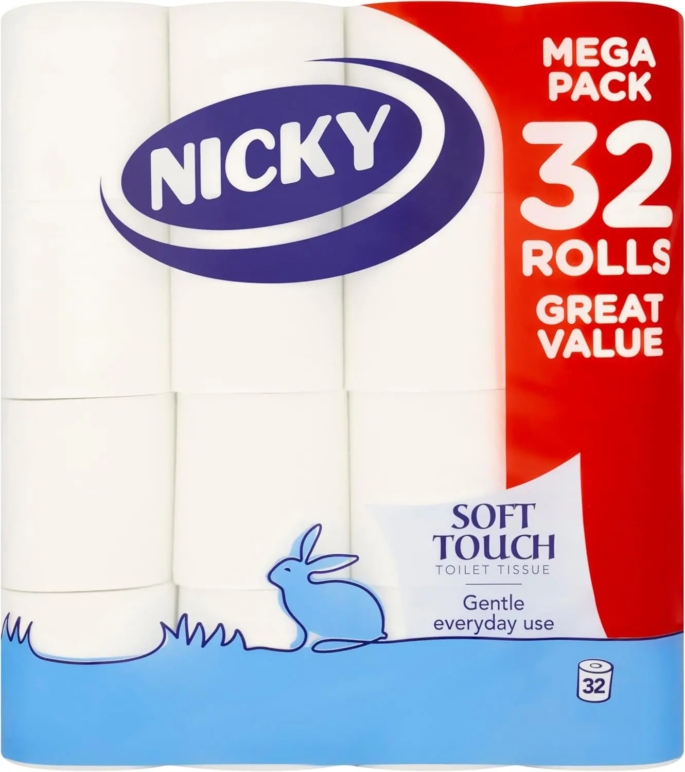 Soft Touch Toilet Tissue |Extra Value Pack – 32 Rolls of Extra Gentle White Toilet Paper |190 Sheets per Roll| 2-ply | Soft Tissue