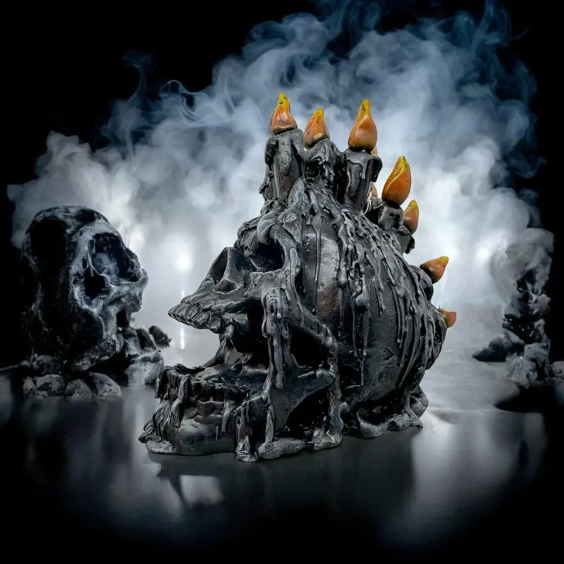 Dark Gothic Black Skull Figurine Occult Statue Fantasy Altar Ornament 19.5 cm 1