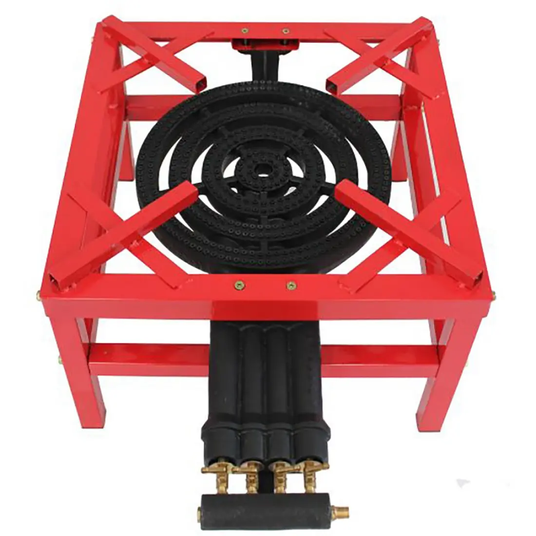 Cast Iron Heavy Duty LPG Gas Stove | 4 Key Red Burner (49x49) | Powerful Gas Boiling Ring for Cooking, Frying, Grilling | Durable Outdoor & Indoor Gas Cooker | Ideal for BBQ, Camping, Catering, & Home Use | Adjustable Heat Control | Portable & Efficient