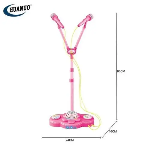 Toy Microphone 2 Karaoke Big singing music set - Height Adjustable - Sound Output and Lights - Clear Sound Christmas gift 1