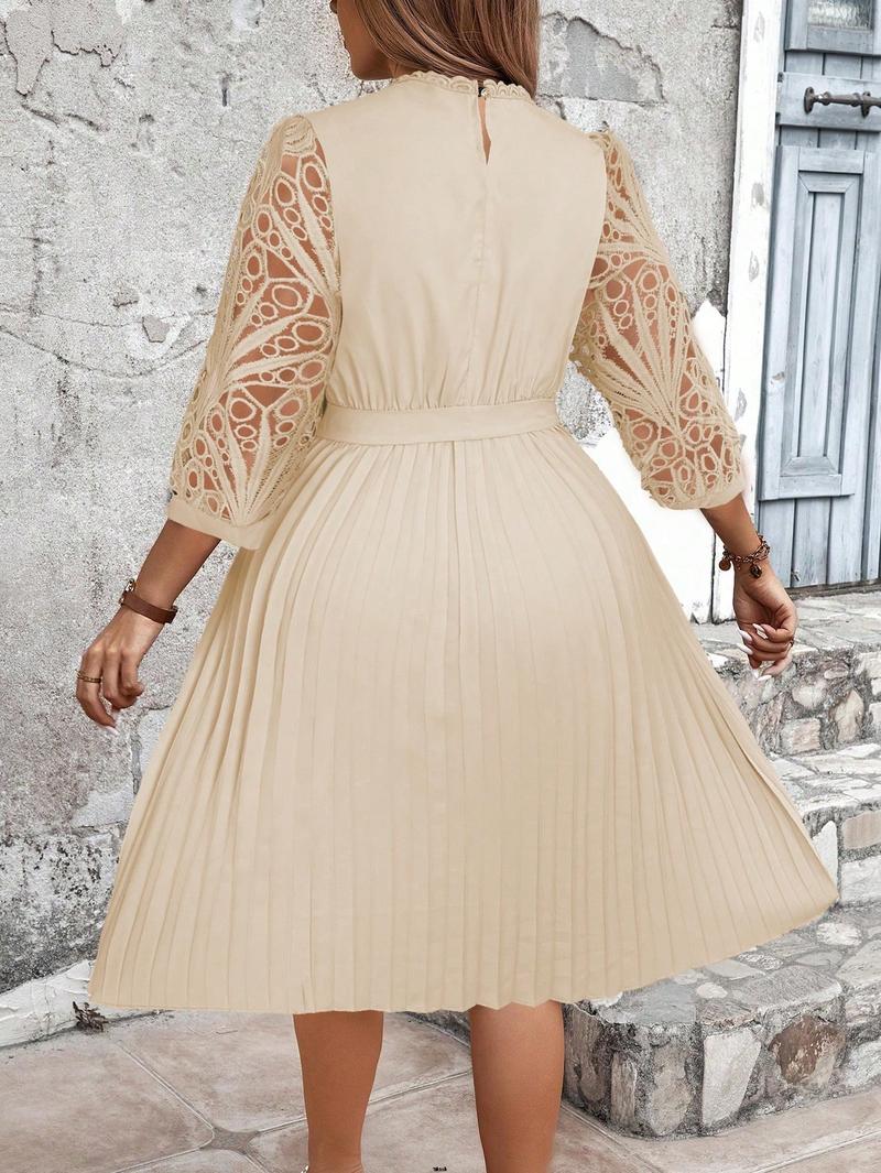 Product Introduction of Dress Hem Patchwork Plush Installation Size Elegant Solid Lace Pleated 10