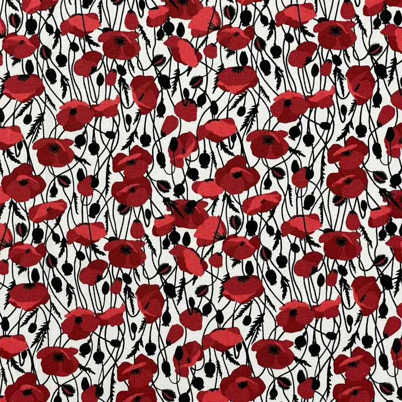 100% Cotton Poplin Fabric Rose & Hubble Poppies in 3 Colour Ways 45''/114cm wide 1