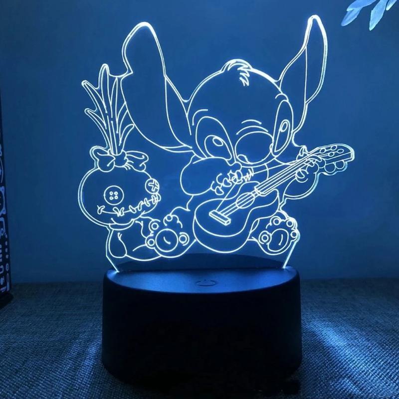 【2025】Stitch - 3D LED Light Children LED Night Light USB LED Table Lamp for Bedroom Decoration Chirstmas Gift - 29 Different Designs - With & Without Remote - Emitting 7 & 16 Different Colours 3