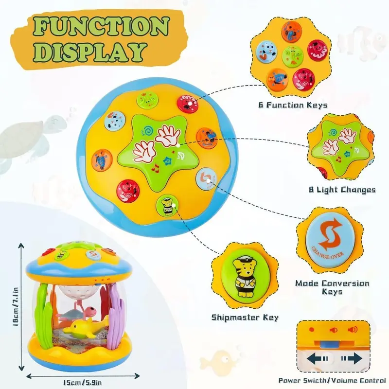 L&Y Baby Toys 6 to 12 Months, Ocean Projector Light Up Toys with Music, Sensory Toys for 1 2 3 Year Old Boys Girls, Musical Toys 12-18 Months Crawling Learning Tummy Time Toys 1st Birthday Gifts 4