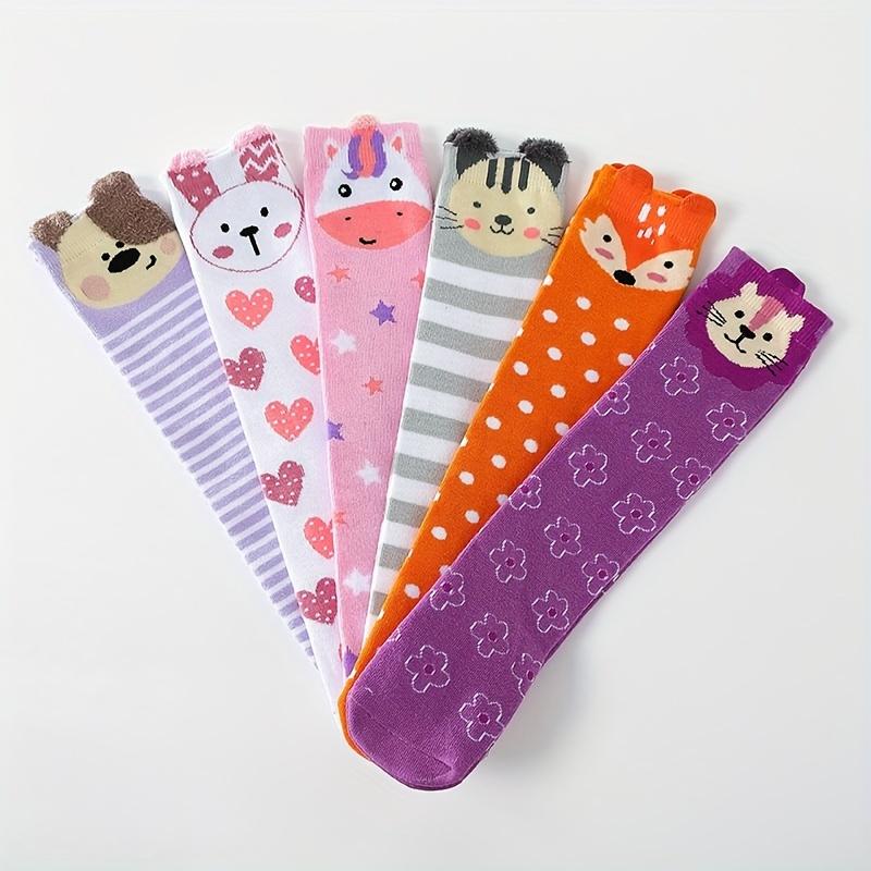 Product Introduction of Cat Pattern 4 Pairs Girls Knee High Stocking Socks, Comfy Breathable Sweat Resistant Anti-odor Socks For Spring Summer 1