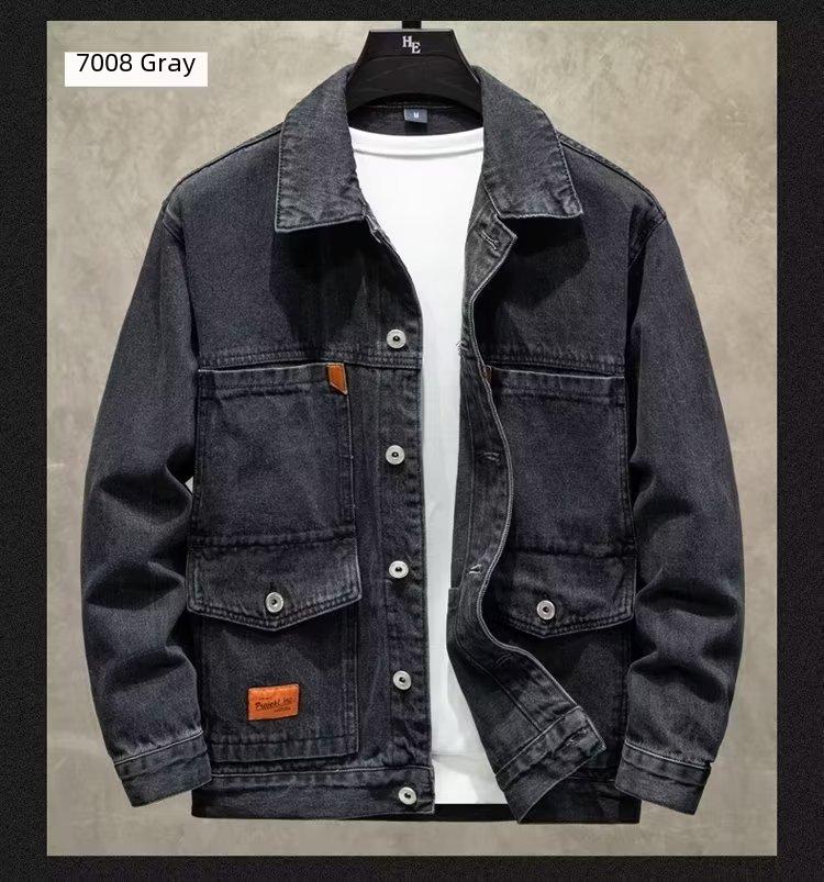 Product Introduction of Men's Loose-fit Trendy Denim Jacket Autumn 2024 New Style Workwear Jacket Regular Length 32