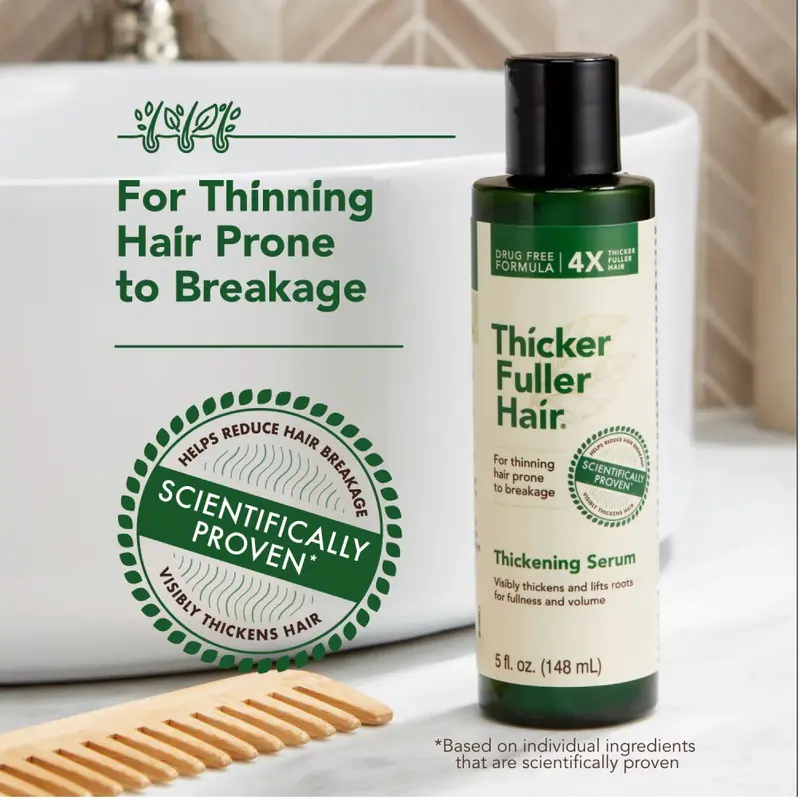 Thicker Fuller Hair Thickening Serum for All Hair Types, with Mongongo Oil and Green Coffee, 5 fl oz 2