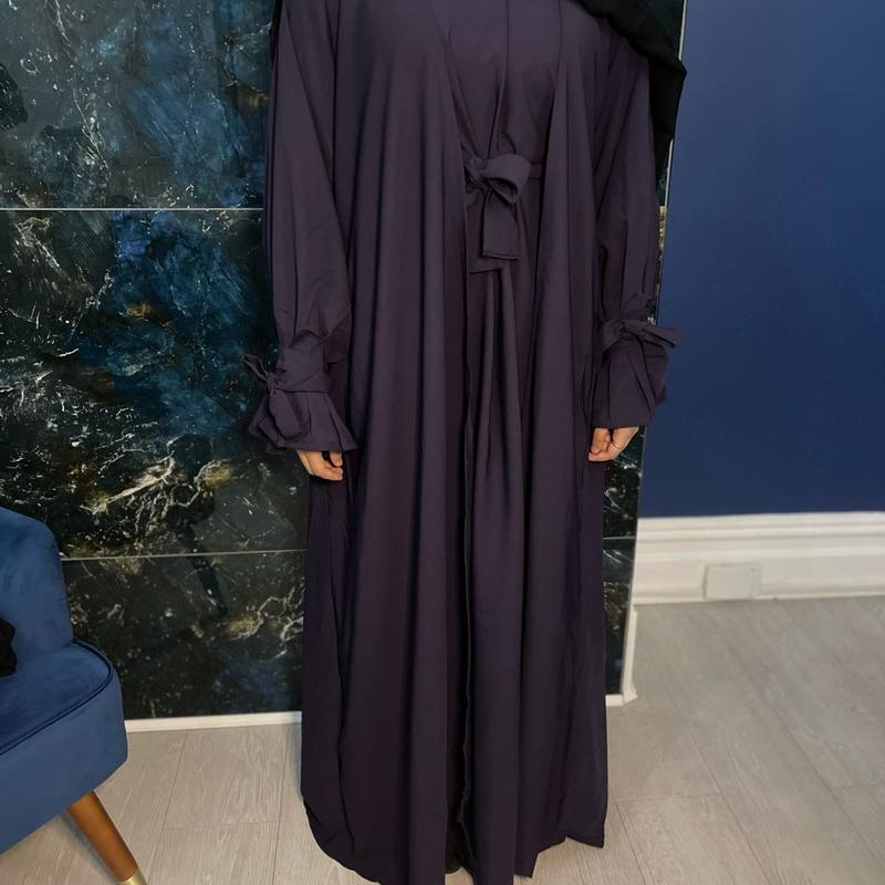Firdous Abaya - Muslim Women's Clothing - Islamic Prayer Attire lover pink open plain regular sleeve minimalist daily 4