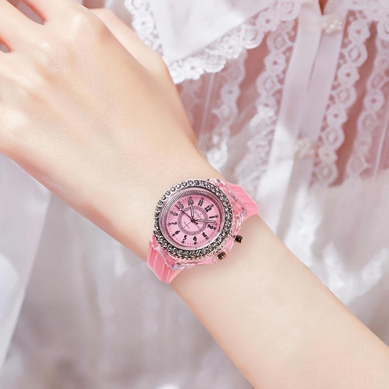 Product Introduction of New Luminous Student Electronic Watch for Teenagers, Junior High and High School Students, Electronic Watch with Rhinestones, Candy Color, Couple Watch, New Year Gift 166 0