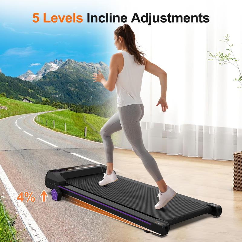 Walking  Pad Treadmill for Home Gym Fitness - 5-Level Manual Incline Adjustment, Compact Running Deck, Bluetooth Connectivity 3