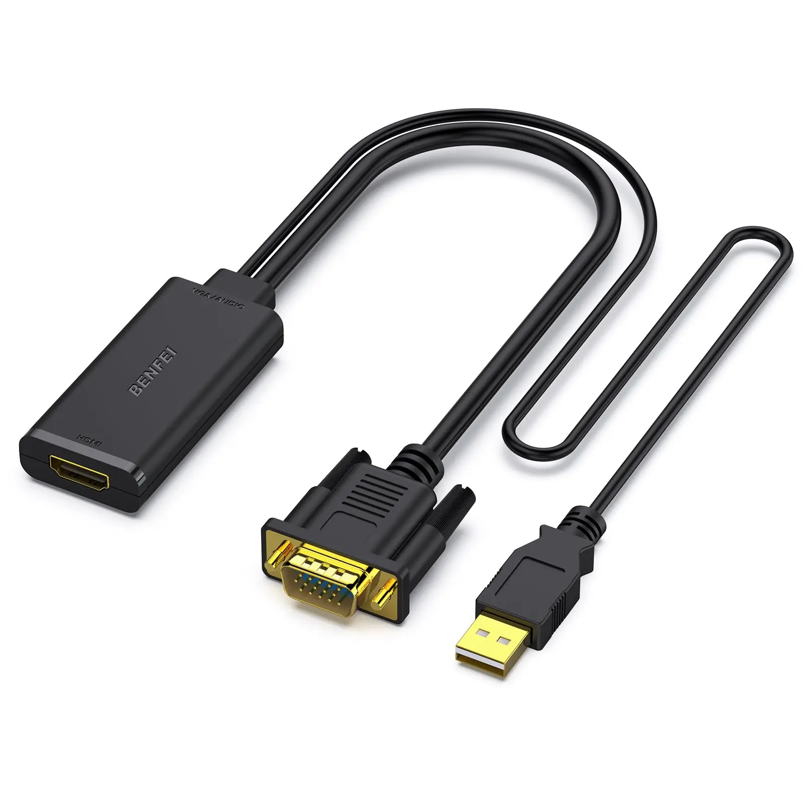 BENFEI VGA to HDMI Adapter, 1080P Converter with Audio From Computer/Laptop VGA Source to HDMI TV/Monitor Accessories Cable Digital Male