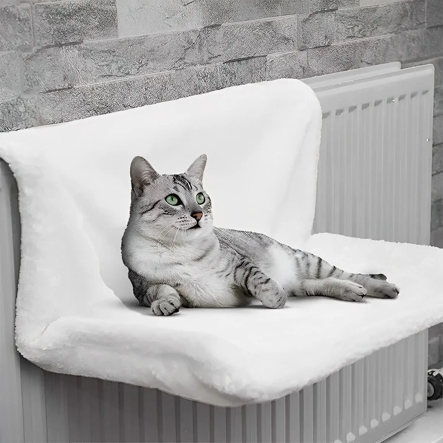 Unibos Warm & Cosy Pet Cat & Dog Radiator Bed In Cream White Colour, Warm Fleece Cat Hammock With Washable Fleece Cover, Hanging Radiator Cat Bed, Cat beds For Indoor, Easy to install