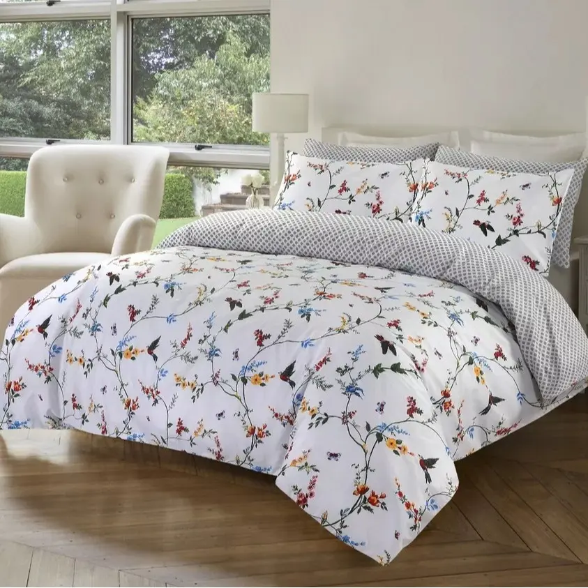 100% Soft Egyptian Cotton 3Peice Bedding Set Quilt Cover Soft Breathable Durable Printed Duvet Cover Sets  Double King & Super King  Machine Washable