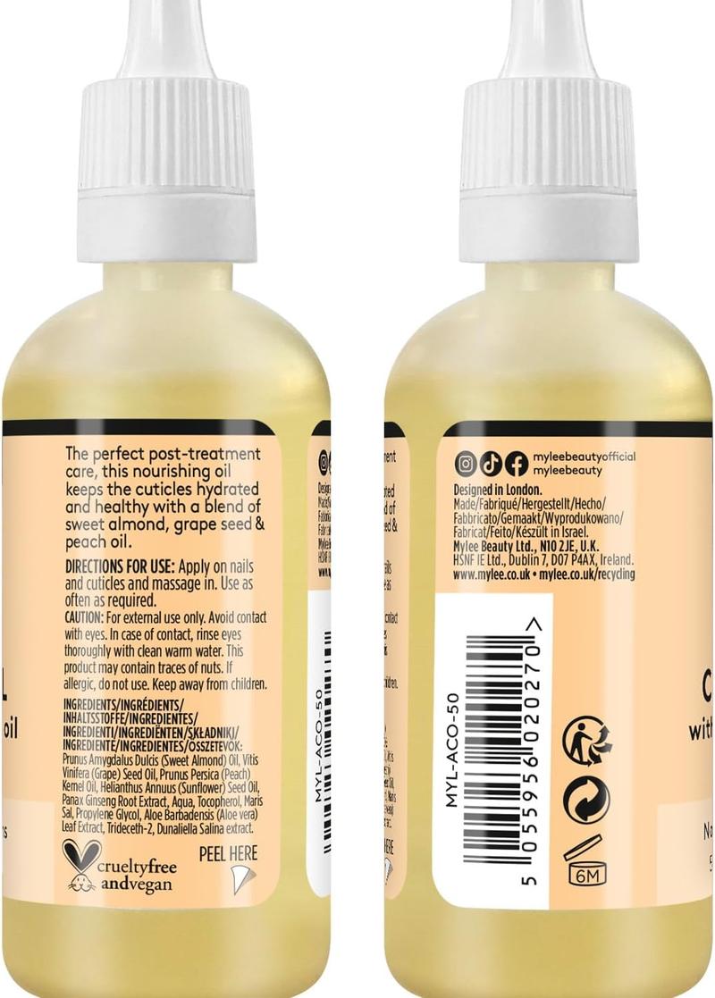 Product Introduction of Mylee Sweet Almond Nail & Cuticle Oil 50ml, – Deeply Hydrating & Nourishing Cuticle Conditioner Oil, Non-Greasy Formula and Leaves No Sticky Residue, Lightly Scented With Almond Oil 7