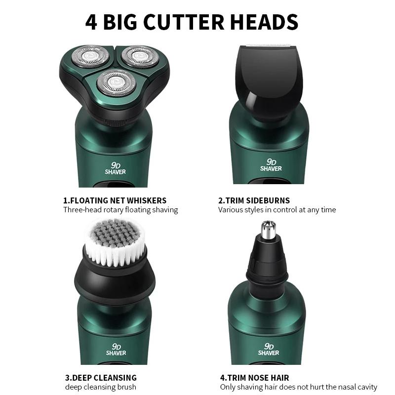 1PC men's electric shaver, 4 in 1 smart electric shaver LCD digital display three head floating shaver washing multi-functional beard knife Smooth Comfort 7