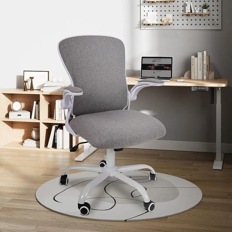 NEW Office Chair, Flip-up Armrest Ergonomic Desk Chair Computer Task Chair Mesh with Armrests lumbar support Mid-Back for Home Office Conference Study Room, Deep Grey 1