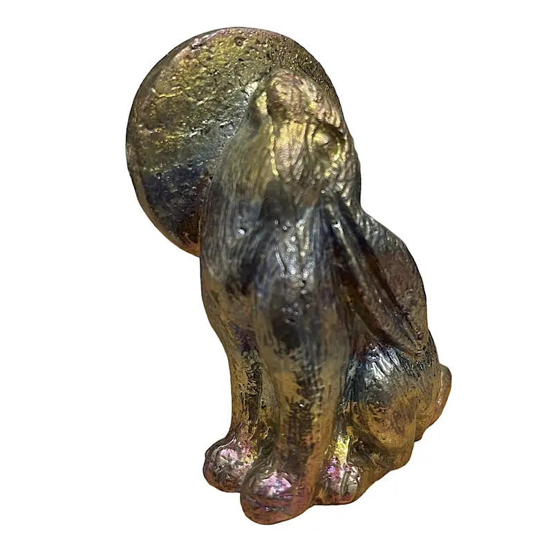 Bismuth Moon Gazing Hare - For Good Luck & helps to achieve your goals Decor Ornaments 3