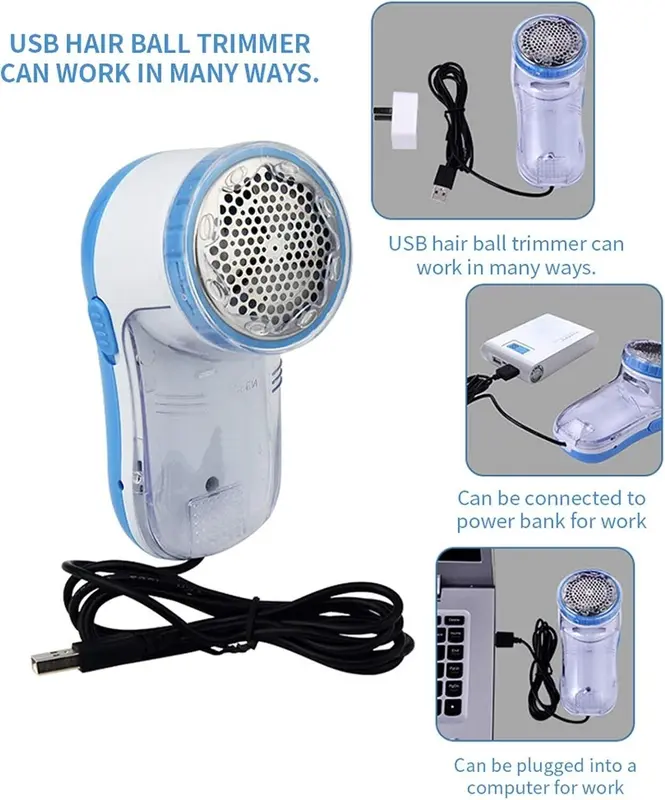 Electric Lint Remover Clothes Bobble Fluff Shaver Debobbler USB Operated 4