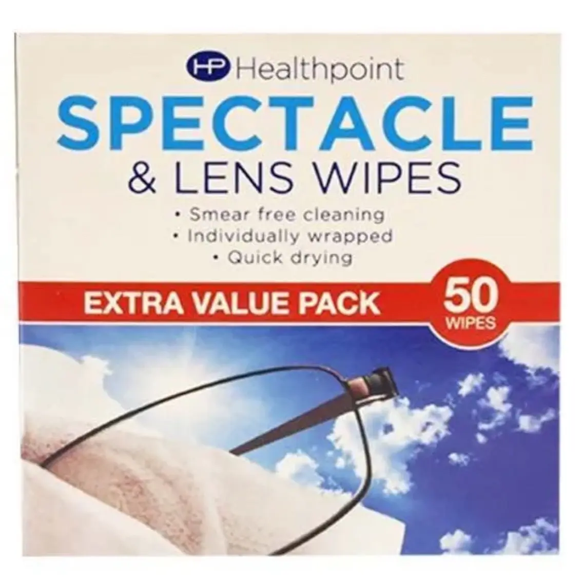 Healthpoint Spectacle and Lens Wipes - Pack of 50
