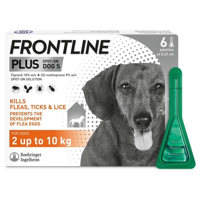 Frontline Plus Spot-On Flea and Tick Treatment for Small Dogs (2kg-10kg) - 6 Pipettes 1