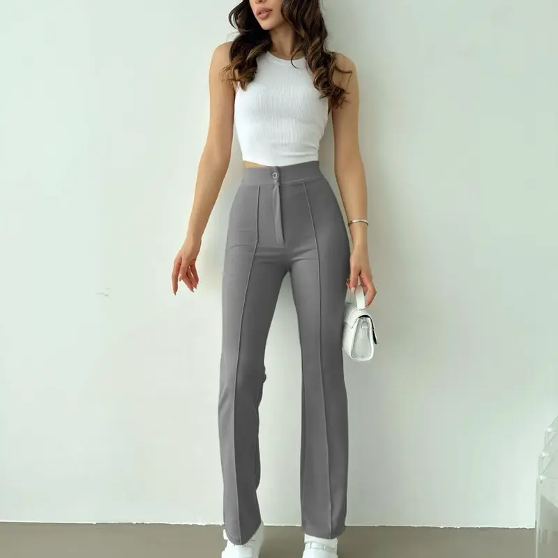 FAT GORILLA Women's Jacquard Trousers - Regular Fit Comfort Pants for Everyday Wear - Suits, Underwear Fabric Fashion Outfit Womenswear Bottom Casual Comfortable Evening Lady Basic Minimalist 1