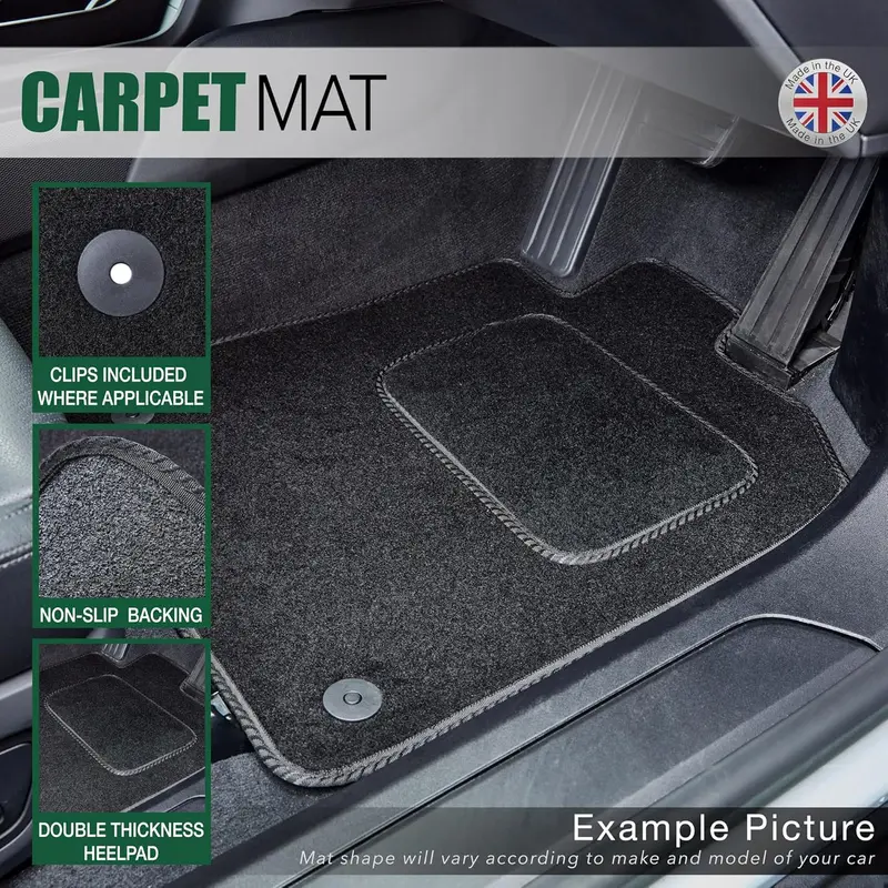 `GCM Tailored Black Carpet-Rubber Car Mats for Peugeot Partner Van 2019 to Present 1