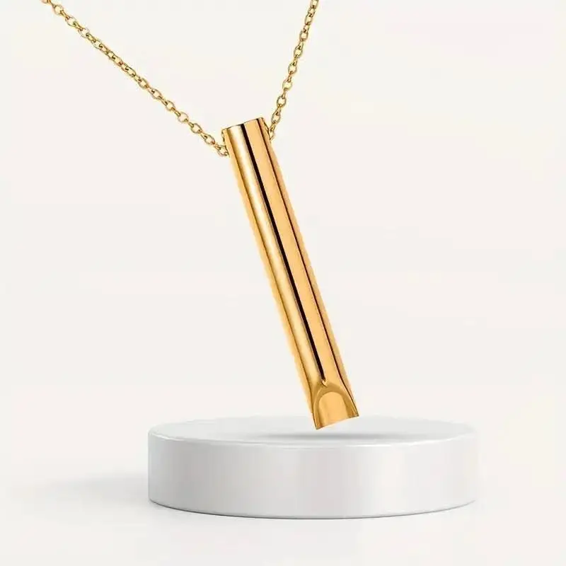 Mindfulness Breathing Pendant Necklace, Golden, Anxiety Relief Tool, Stress Management Jewellery 1