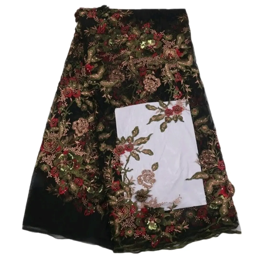 High quality Embroidered beaded fabric material
