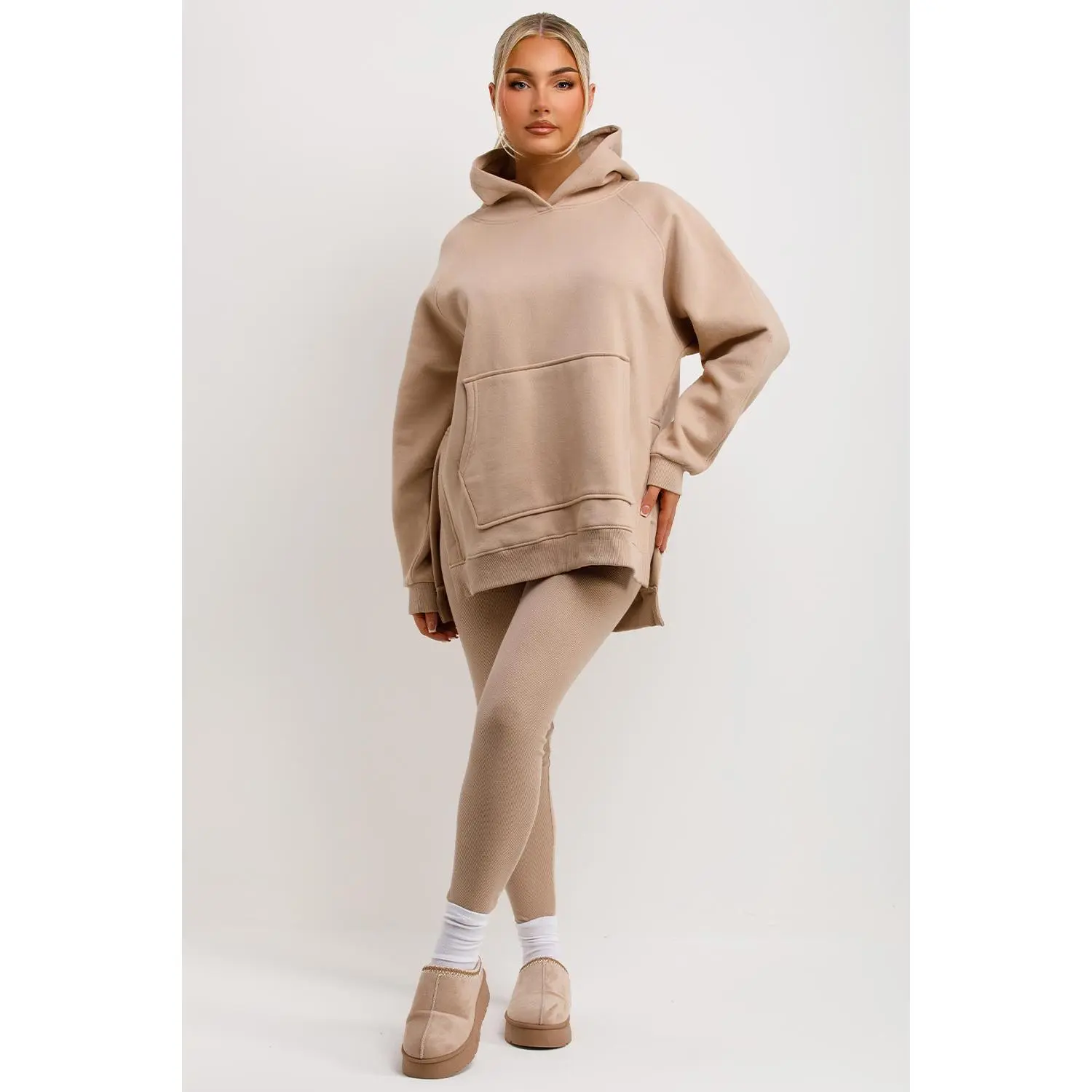 Hoodie And Leggings Set Beige
