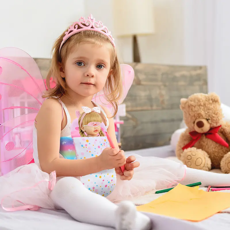 deAO Baby Doll Accessories Doll Pretend Toys Includes a Comfortable Sleeping Bag, a Soft Pillow,Aan Eye Mask And a U-shaped Pllow. (Doll not included) Suitable for 3 4 5 Years Old Children Gift 4