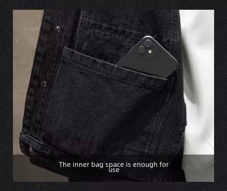 Product Introduction of Men's Loose-fit Trendy Denim Jacket Autumn 2024 New Style Workwear Jacket Regular Length 36