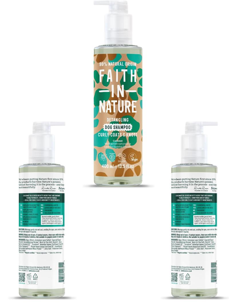 Product Introduction of Faith In Nature Natural Coconut Dog Shampoo, Vegan & Cruelty Free, No SLS,Silicones or Parabens, Detangling, For Curly Coats, 400ml 5