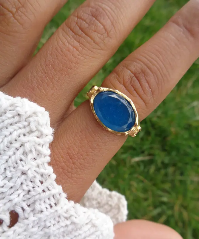 Cosmic Gemstone Ring - Blue Quartz and White 2