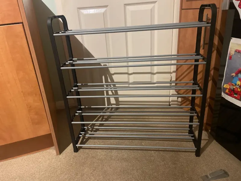5 Tier Shoe Slots Rack - Space Saving Shoe Storage Organiser with Quick, Tool-Free Assembly - Shoe Slots Holds 15-20 Pairs - Dimensions (L) 75.5cm x (W) 18.5cm x (H) 75.5cm - Black 4