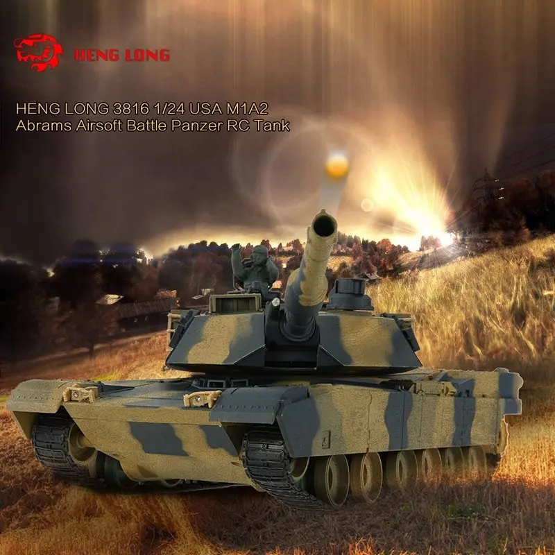 HENG LONG 3816 1/24 USA M1A2 ABRAMS AIRSOFT BATTLE PANZER RC TANK BB FIRING