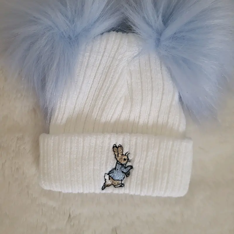 Baby boys rabbit 2 pom hat 0