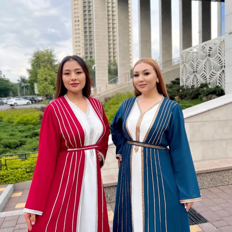 Kalisha Abaya - Beautiful 4 Piece Women's Islamic Clothing Set with Dress, Kimono, Scarf, and Belt 1