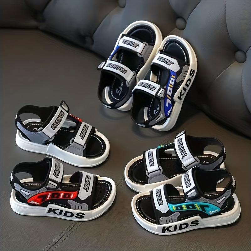 Boys Girls Trendy Hook And Loop Sandals, Wear-resistant Non-Slip Comfy Beach Shoes, Summer 1