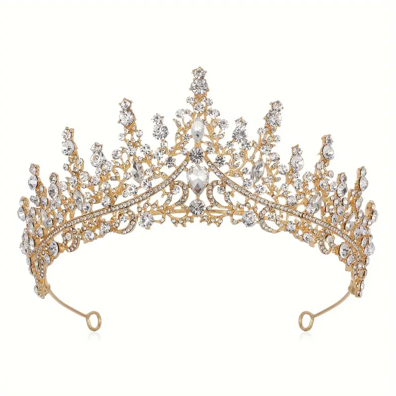 Royal Court Style Full Diamond Rhinestone Leaf Crown - Elegant Bridal & Princess Tiara for Birthday Parties and Performances - Hand Wash Only, Fashion 5
