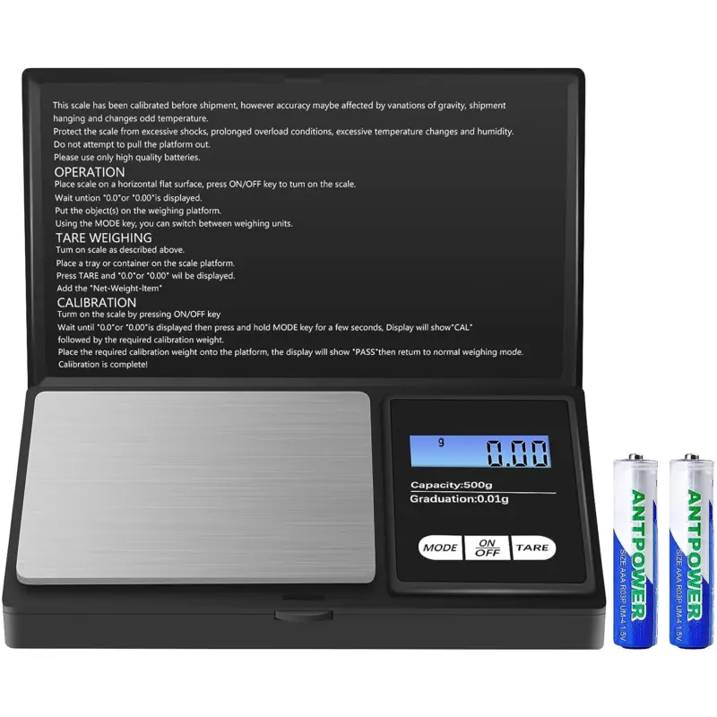Digital Pocket Scale, [500G/0.01G]  Mini Kitchen Scale with LCD Display Tare Fun Measuring Stainless Steel Utensils Portable Measure