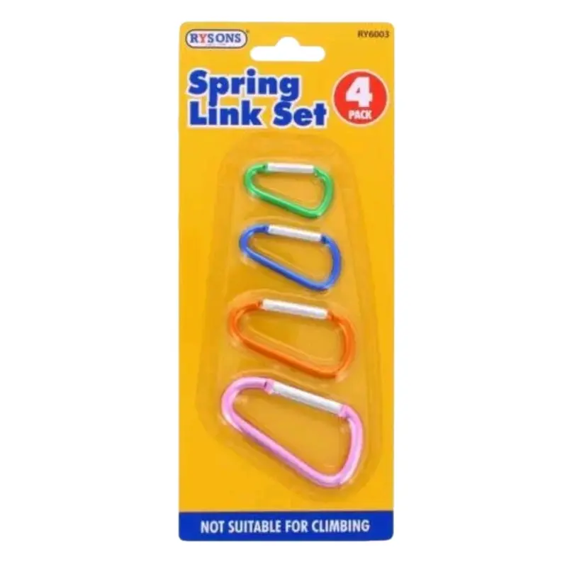 Aluminium Spring Links Camping Clips Carabiner Snap Hooks Keyring Set 4 - Perfect for Camping and Outdoor Activities 1