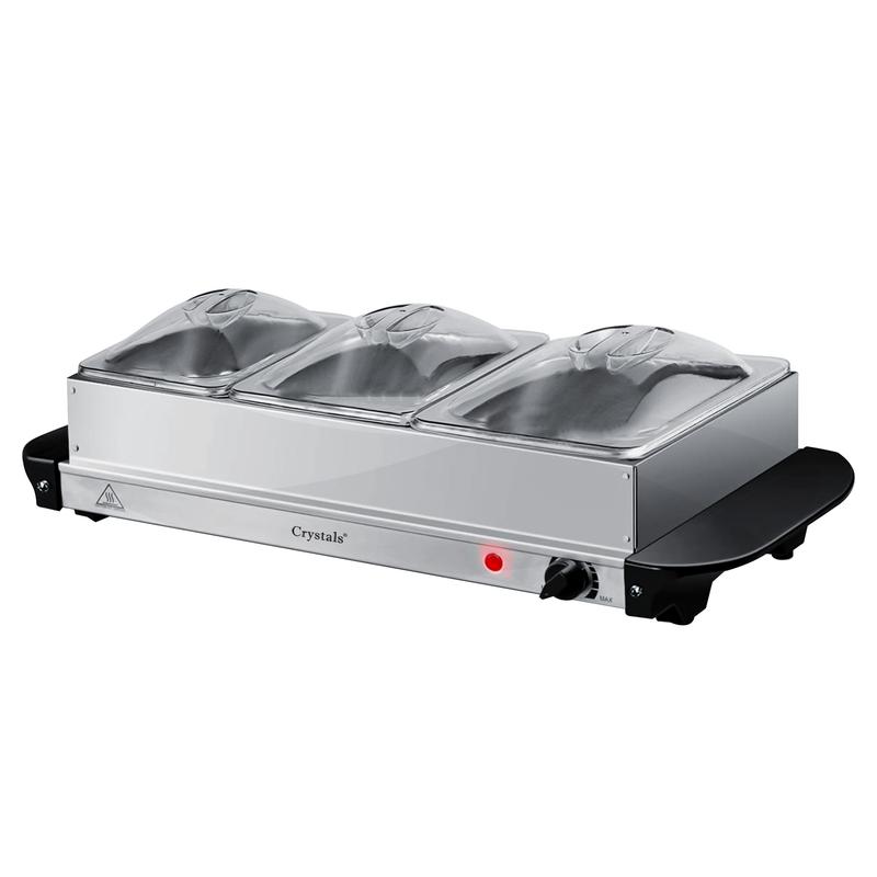 Crystals 3-Piece 2.5L Electric Food Buffet Server Set with Adjustable Temperature Hot Tray 0