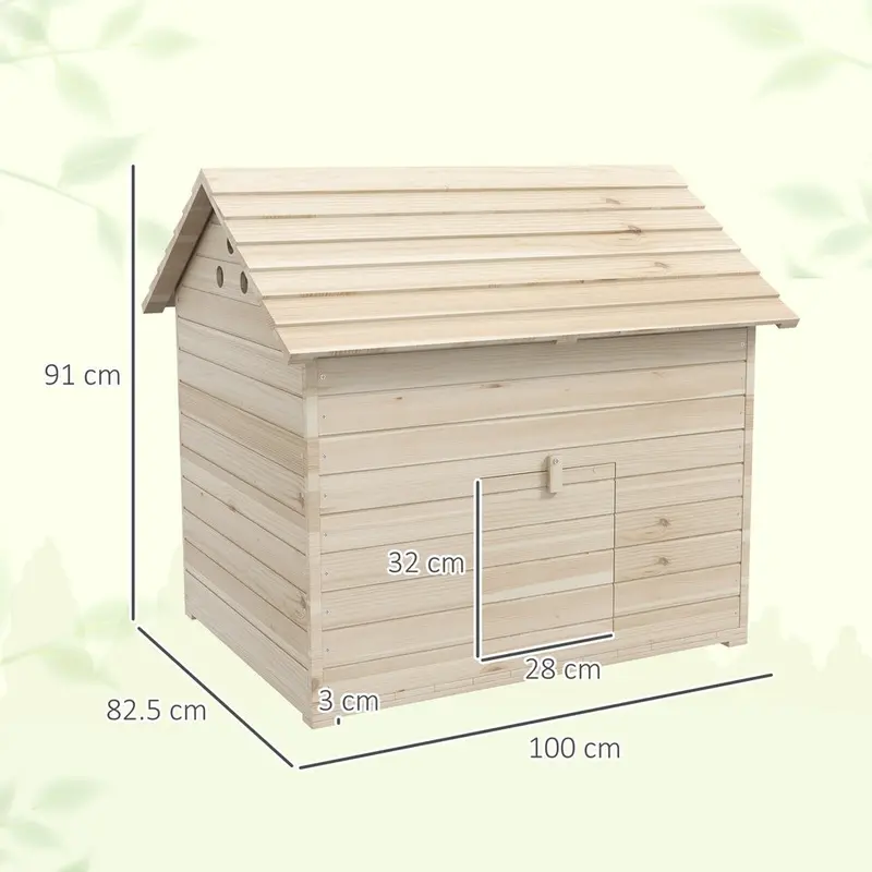 Wooden Duck House for 2-4 Ducks W/ Open Roof, Raised Base, Air Holes - Natural 1