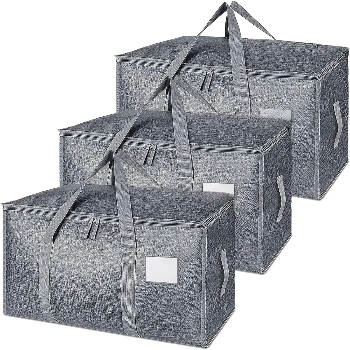 3 Pack 90L Large Moving Bags, Waterproof Clothes Storage Bags Large Storage Bag with Zips