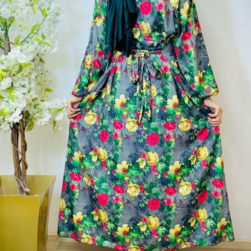 May modesty  floral Chiffon Maxi Dress with Belt, Fully Lined, Size 50-58 - Casual, Womenswear Great quality 7