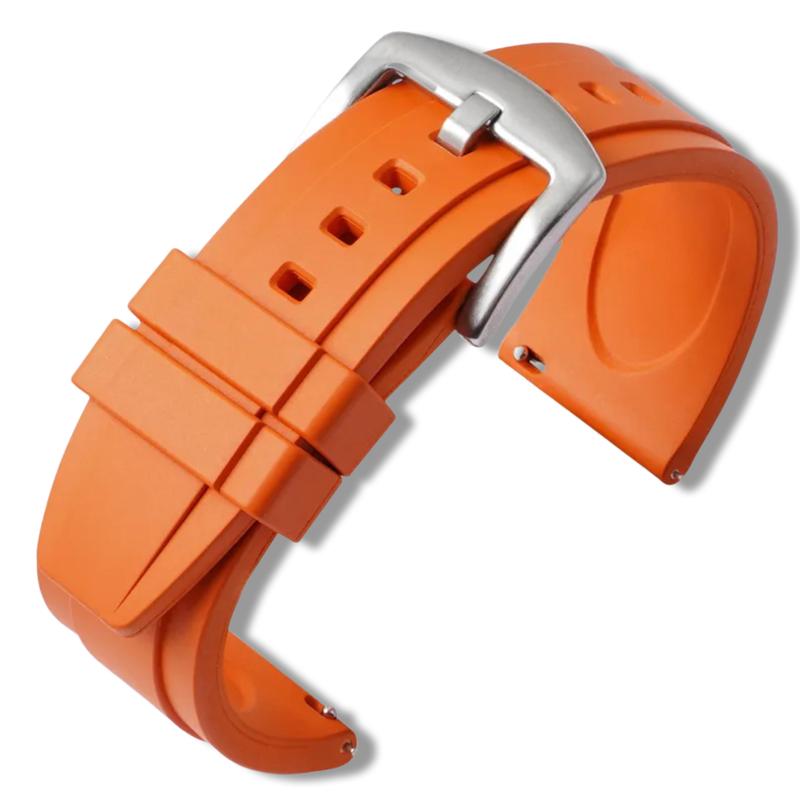 22mm Orange Rubber / Silver Buckle 1