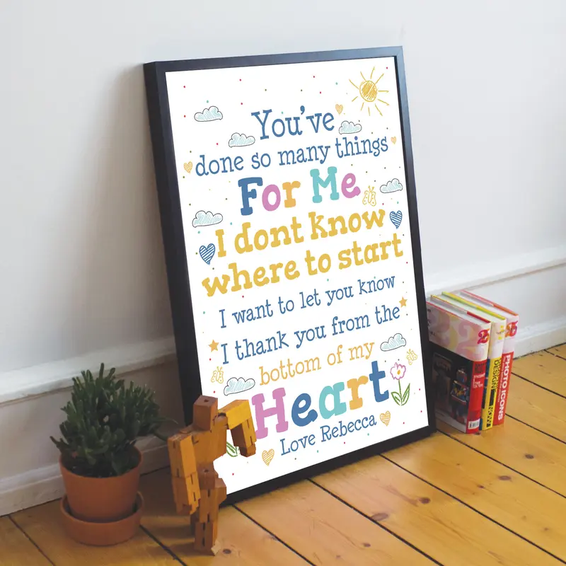 Special Thank ou Gift Framed Poem Print Teacher Mentor Volunteer 3